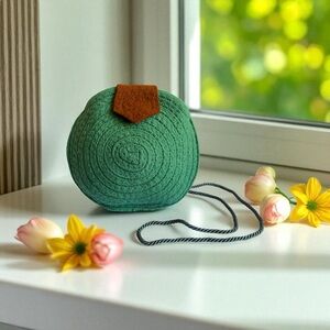 Green Round Woven Crossbody Bag